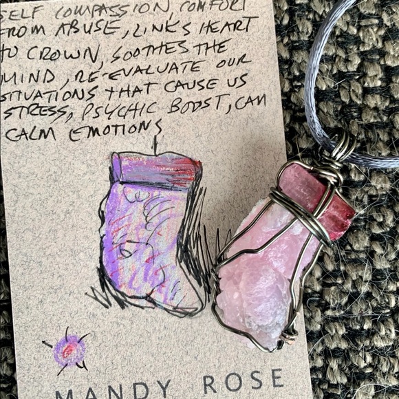 Pink Tourmaline & Smithsonite Pendant - Picture 2 of 13